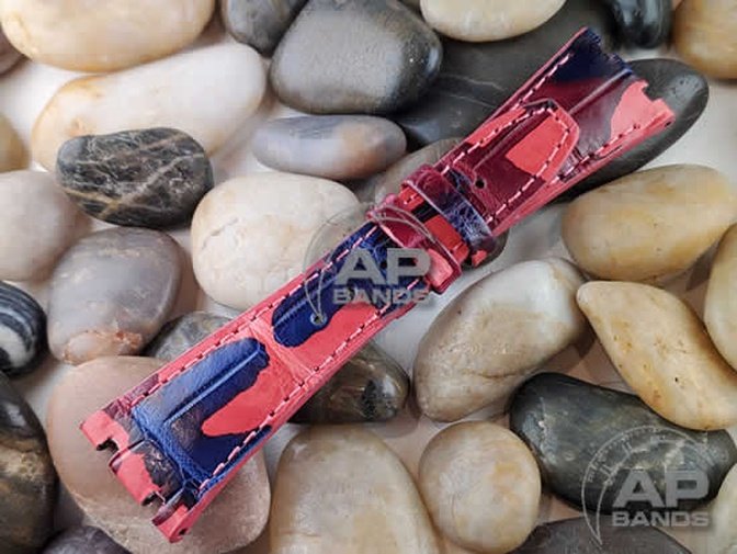 Capolavoro Camo Red Blue Alligator Strap For Audemars Piguet Royal Oak 39mm 41mm 15400 26300