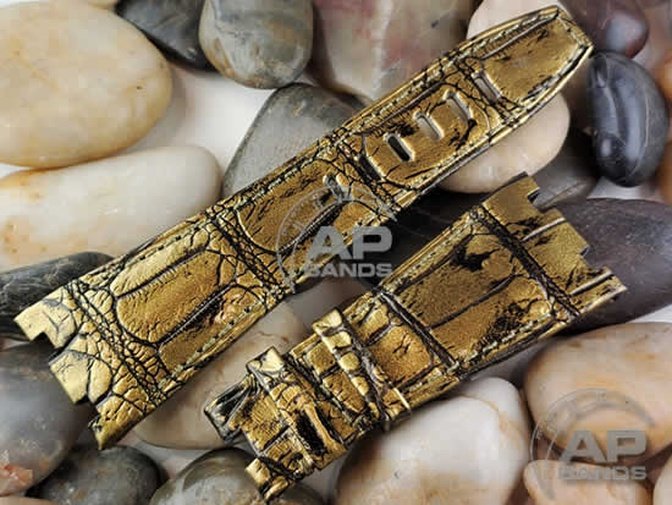 Capolavoro Gold Patina Alligator Strap For Audemars Piguet Royal Oak Offshore 42mm 26470