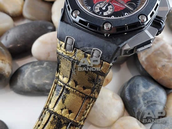 Capolavoro Gold Patina Alligator Strap For Audemars Piguet Royal Oak Offshore 44mm 26400