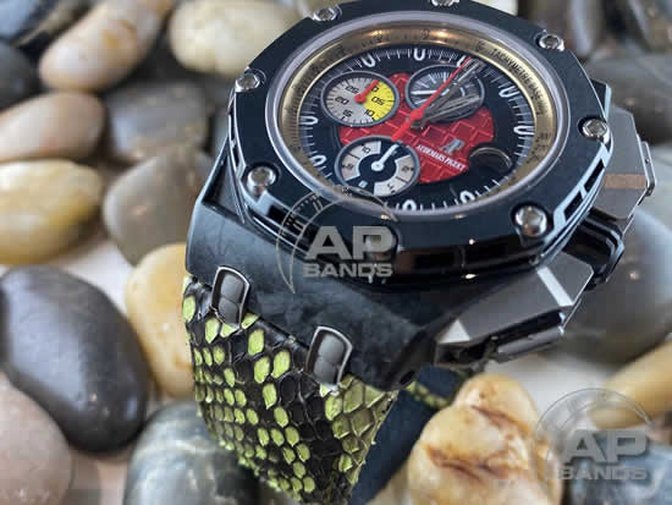 Pitone Lime Green Python Leather Strap For Audemars Piguet Royal Oak O ...