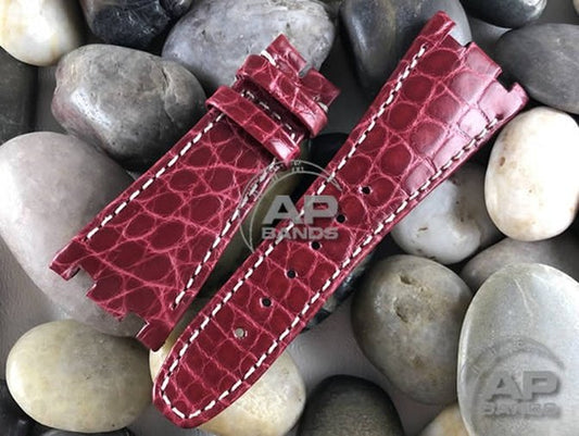 AP Bands Crimson Glazed Alligator Strap For Audemars Piguet Royal Oak Offshore