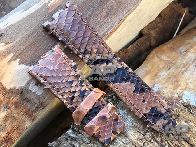 Pitone Glazed Tobacco Python Strap For Audemars Piguet Royal Oak 15300 15400