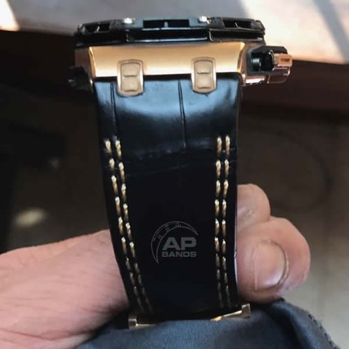 Capolavoro Black Alligator Strap For Audemars Piguet Royal Oak Offshore 44mm 26400 Double Row Stitch