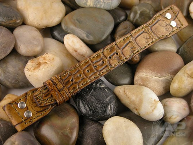 Vintage Golden Brown Alligator For IWC Big Pilot Watches, B-Uhr Deployant
