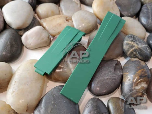 AP Bands 20mm Curved End Green Rubber Strap For Rolex Watches