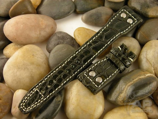 Prototipo Capolavoro Vintage Military Green Alligator Deployant Strap For IWC Big Pilot, Stowa, Deba