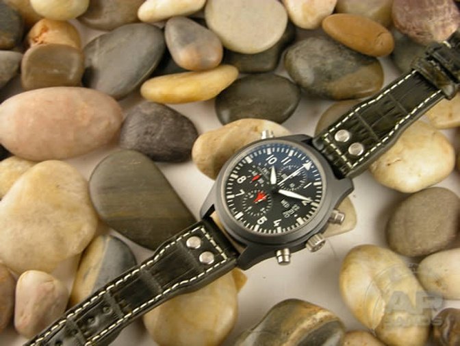 Prototipo Capolavoro Vintage Military Green Alligator Deployant Strap For IWC Big Pilot, Stowa, Deba