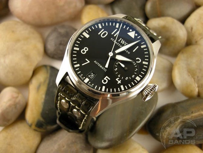 Prototipo Capolavoro Vintage Military Green Alligator Deployant Strap For IWC Big Pilot, Stowa, Deba