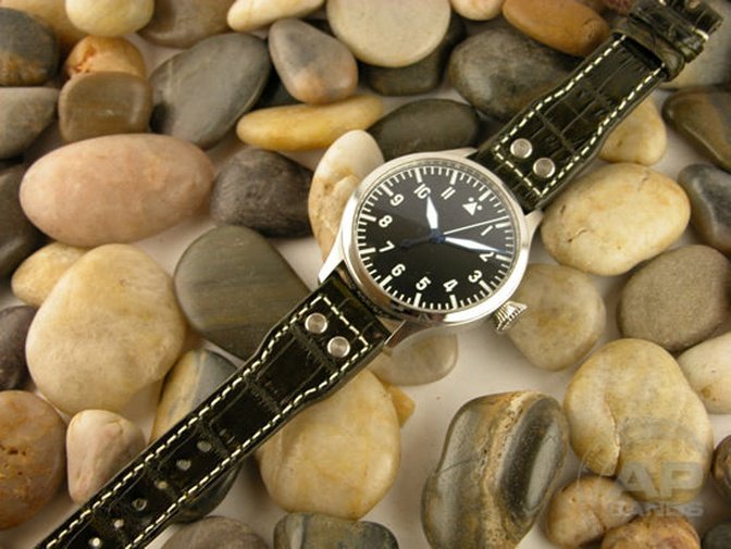 Prototipo Capolavoro Vintage Military Green Alligator Deployant Strap For IWC Big Pilot, Stowa, Deba