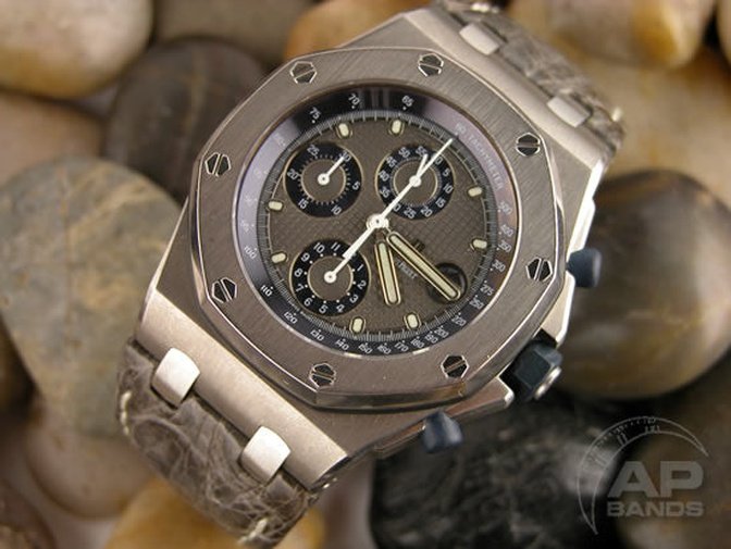 Prototipo Vintage Brown Grey Crocodile Strap For Audemars Piguet Royal Oak Offshore