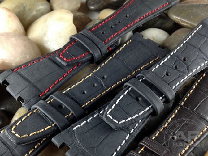 Finitura Opaca Black Alligator Strap For Audemars Piguet Royal Oak Offshore Newer Case