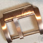 Brushed rose gold watch buckle displays the "AB Panerai" logo. 
