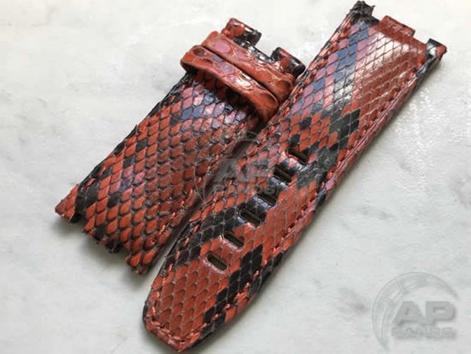 Pitone Orange Python Strap For Audemars Piguet Royal Oak Offshore 44mm Chronograph 26400