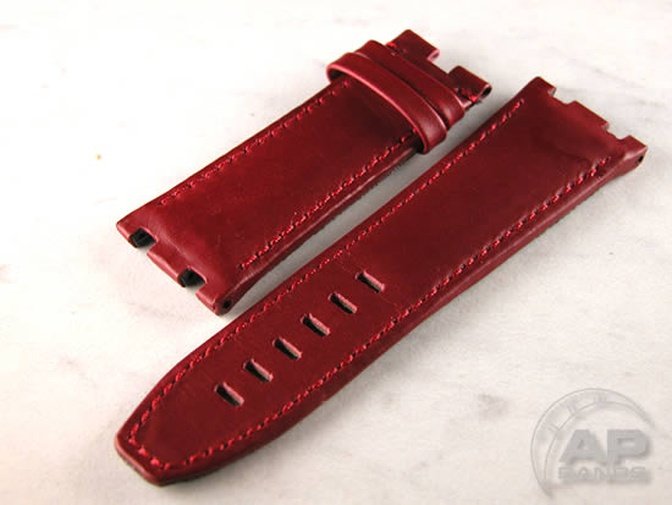 Wider 24mm Taper Scuta20 Rouge Waterproof Leather For Audemars Piguet Diver OEM Buckle