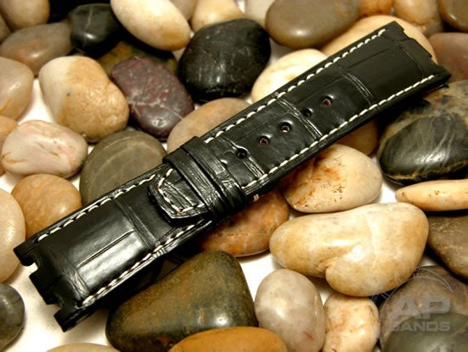 Wider 24mm Taper Capolavoro Black Alligator Strap For Audemars Piguet Royal Oak Offshore