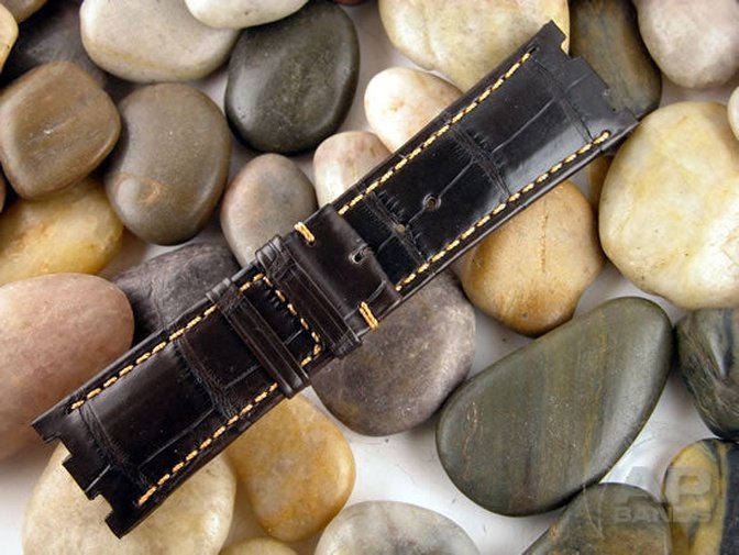 Wider 24mm Taper Capolavoro Dark Brown Alligator Strap For Audemars Piguet Royal Oak Offshore