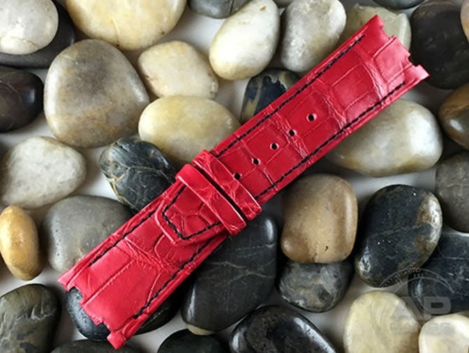 Wider 24mm Taper Capolavoro Fire Engine Red Alligator Strap For Audemars Piguet Royal Oak Offshore